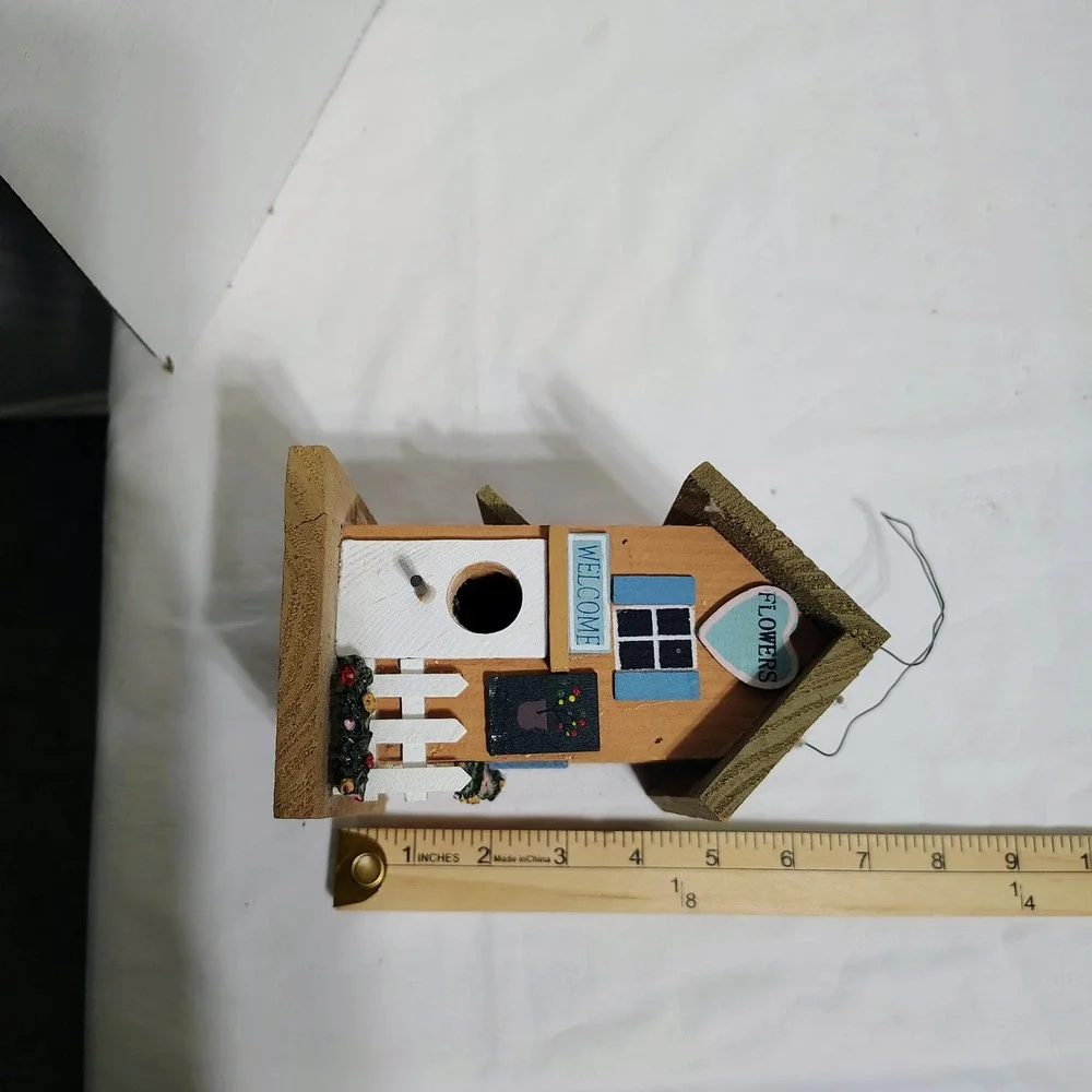 Decorative Rustic Birdhouse Welcome‎ Flowers Garden Decor Hanging Ornament